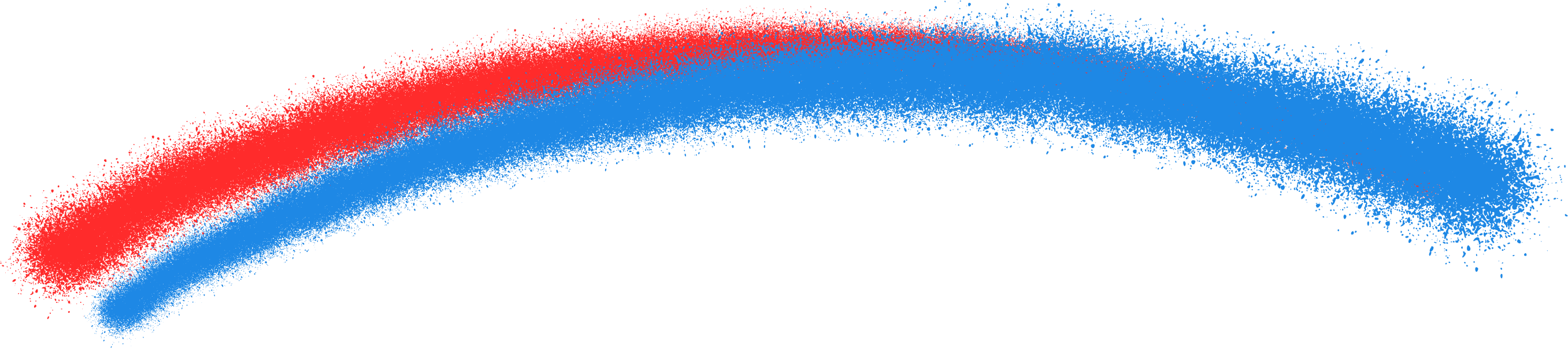 スプレーで描かれた赤と青の線